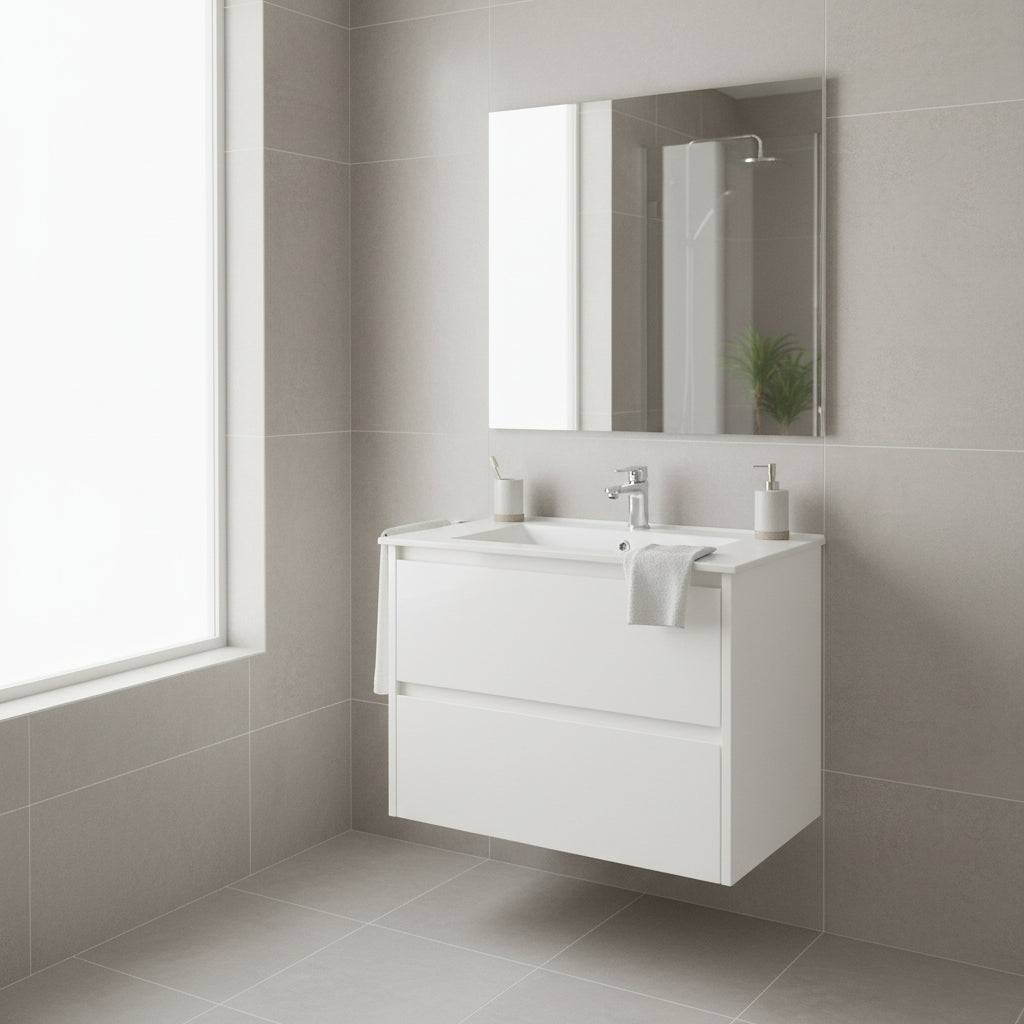 YOKO 750MM WALL HUNG VANITY | GLOSS WHITE | CERAMIC TOP