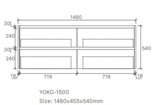 YOKO 1500MM WALL HUNG VANITY | GLOSS WHITE | CERAMIC TOP