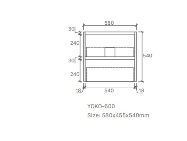 YOKO 600MM WALL HUNG VANITY | GLOSS WHITE | CERAMIC TOP