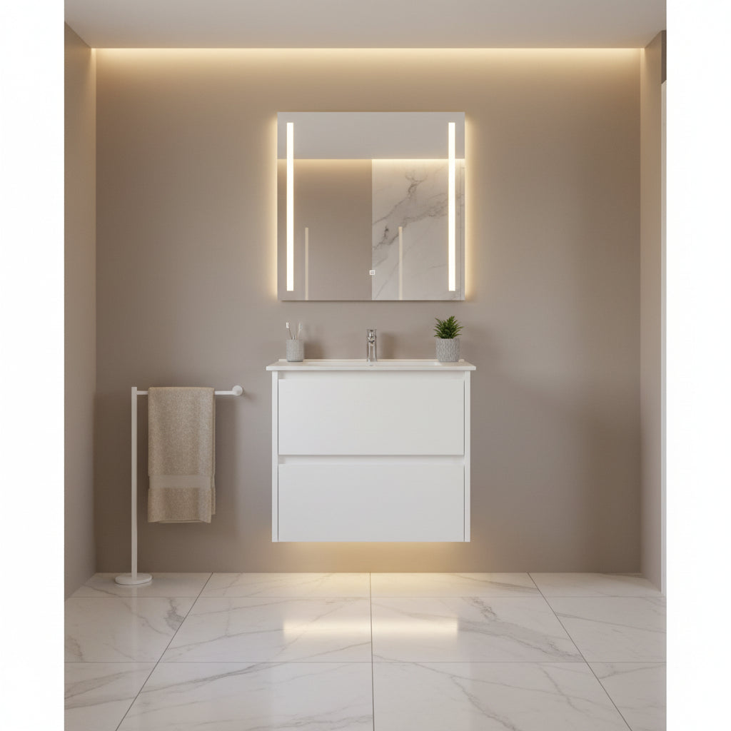 YOKO 600MM WALL HUNG VANITY | GLOSS WHITE | CERAMIC TOP
