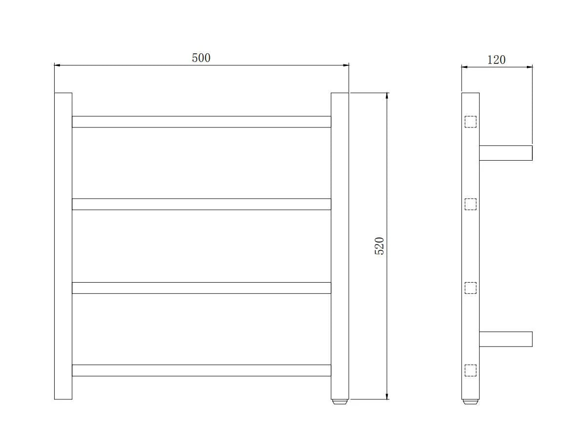 ELECTRIC HEATED TOWEL RAIL | 4 BARS | MATT BLACK