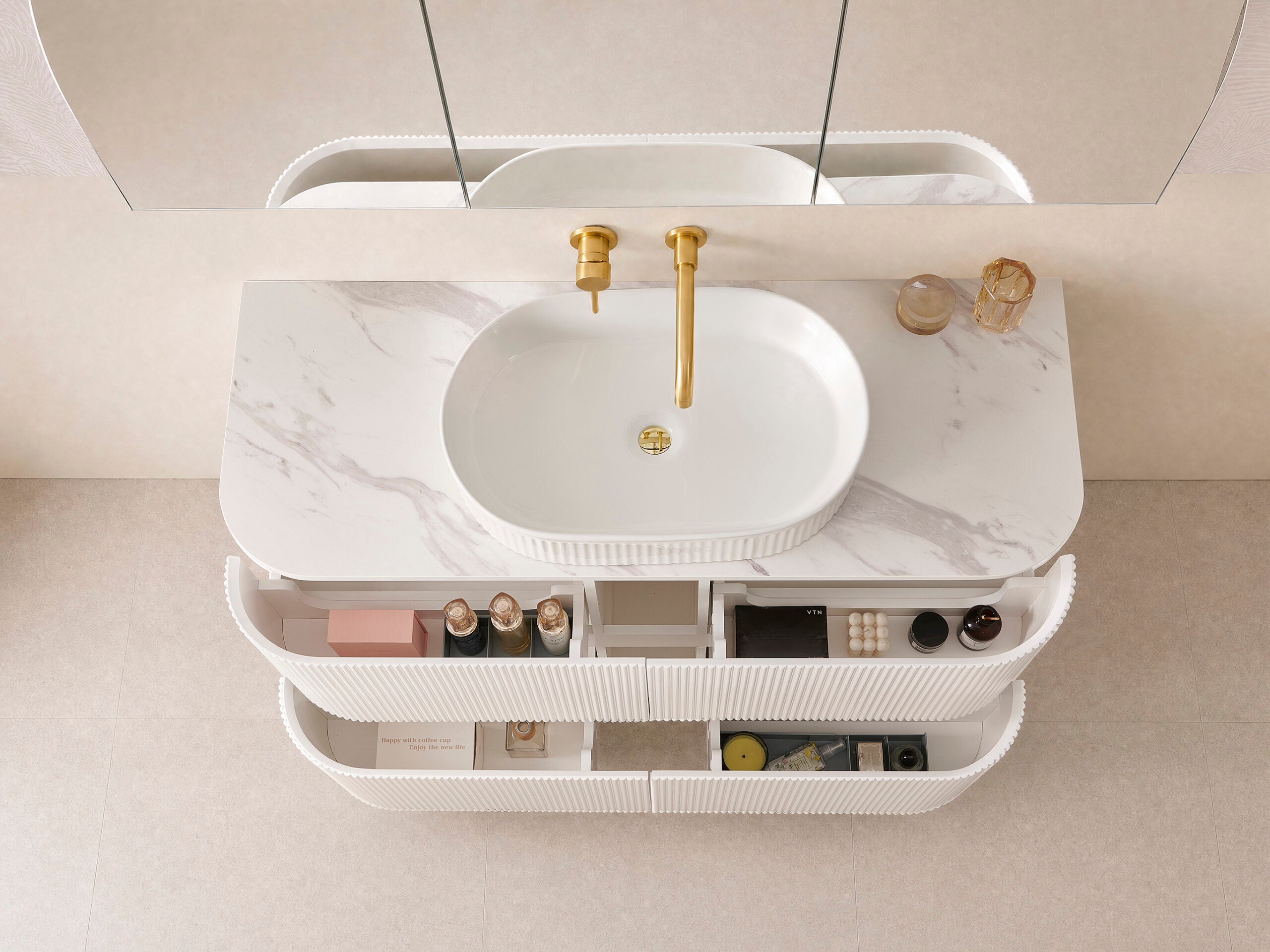 KINGSLEY 1500MM FREE STANDING VANITY | MATT WHITE | STONE TOP