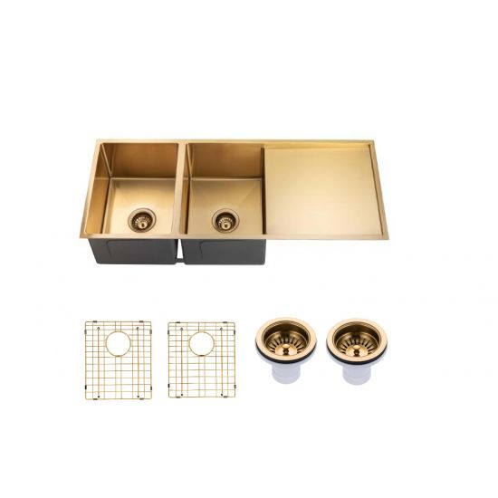 HAND MADE | 1160 DOUBLE BOWL WITH DRAINER KITCHEN SINK