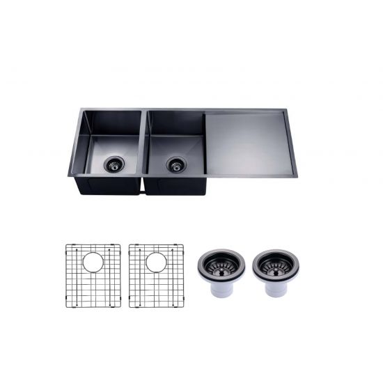 HAND MADE | 1160 DOUBLE BOWL WITH DRAINER KITCHEN SINK
