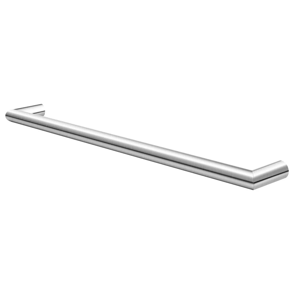 Round Horizontal Electric Heated Towel Rail in Brushed Nickel