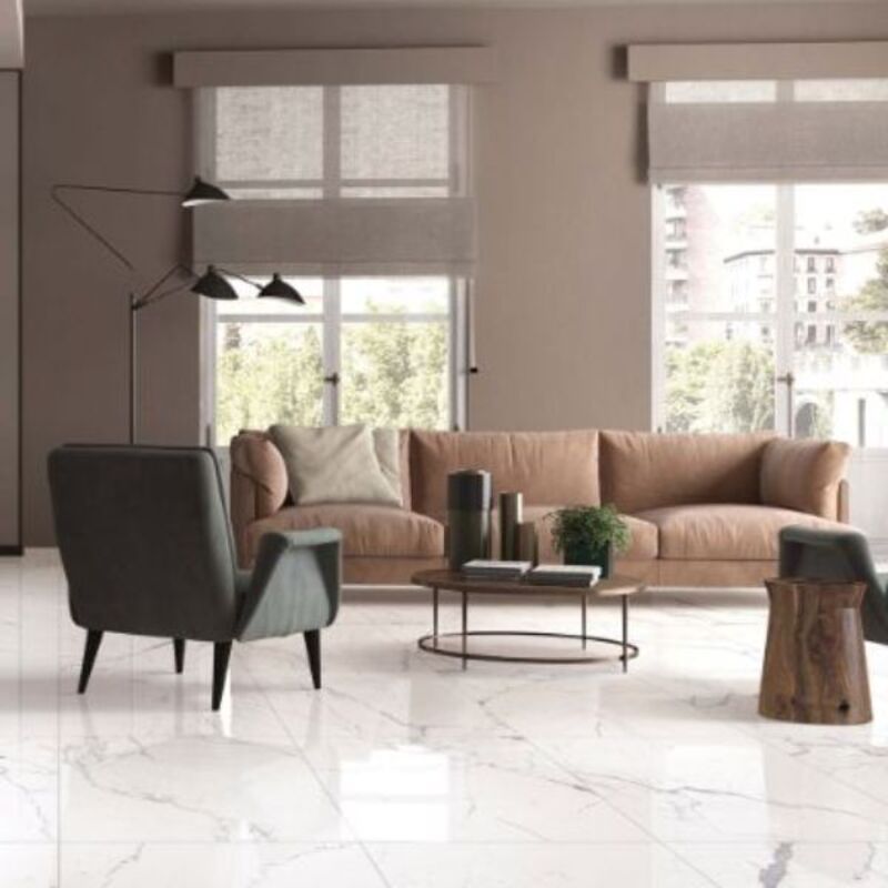 Statuario Bianco Polished 600x600 Tiles - Add timeless elegance and sophistication to your space