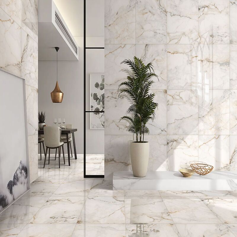 Luna gold polished tiles: Elevate your space with luxurious elegance