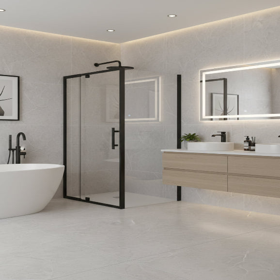 LOUVE | SQUARE PIVOT | SHOWER SCREEN MATT BLACK