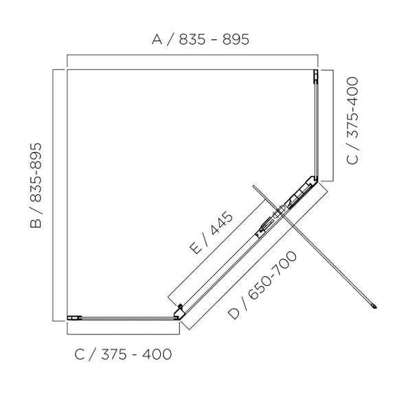 LOUVE | NEO ANGLE PIVOT | SHOWER SCREEN | 900X900