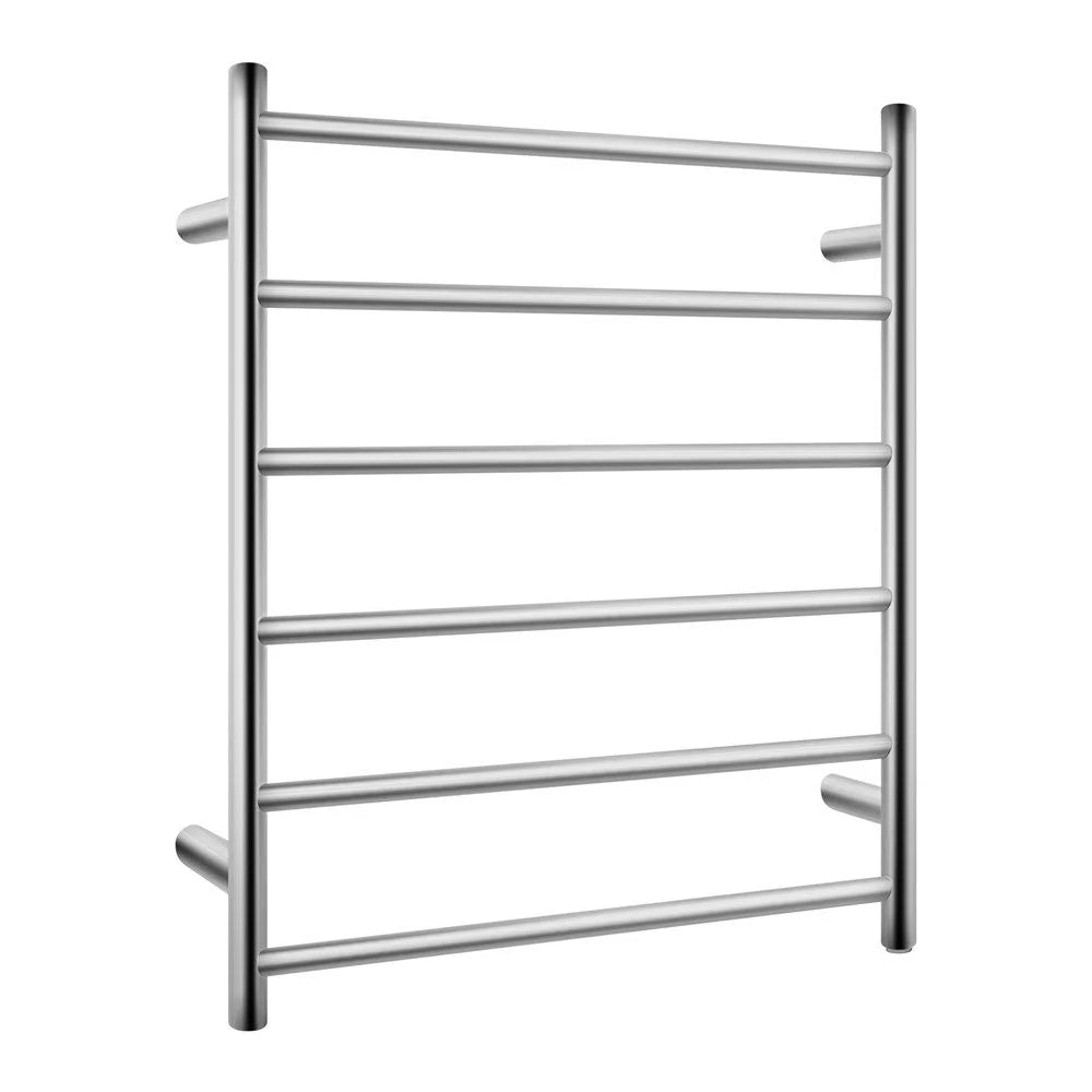 Energy Efficient Round Brushed Nickel Heated Towel Rail