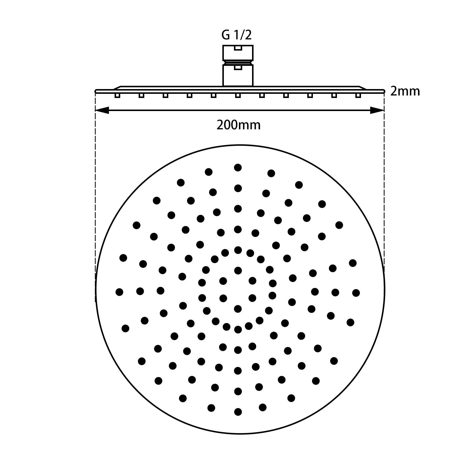 Slim round shower head installed Berwick bathroom