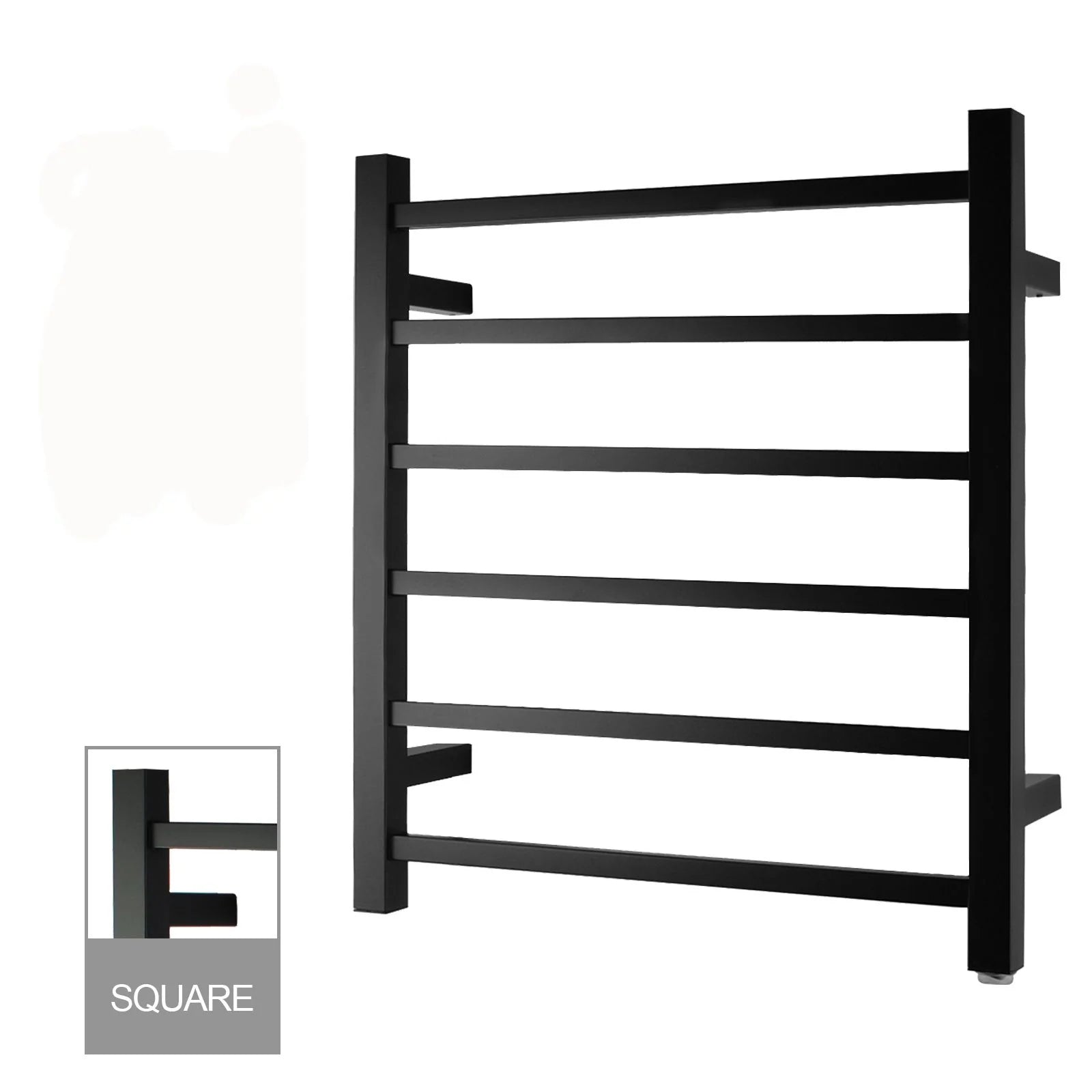 PremiumMatt Black Heated Towel Rail for Bathroom