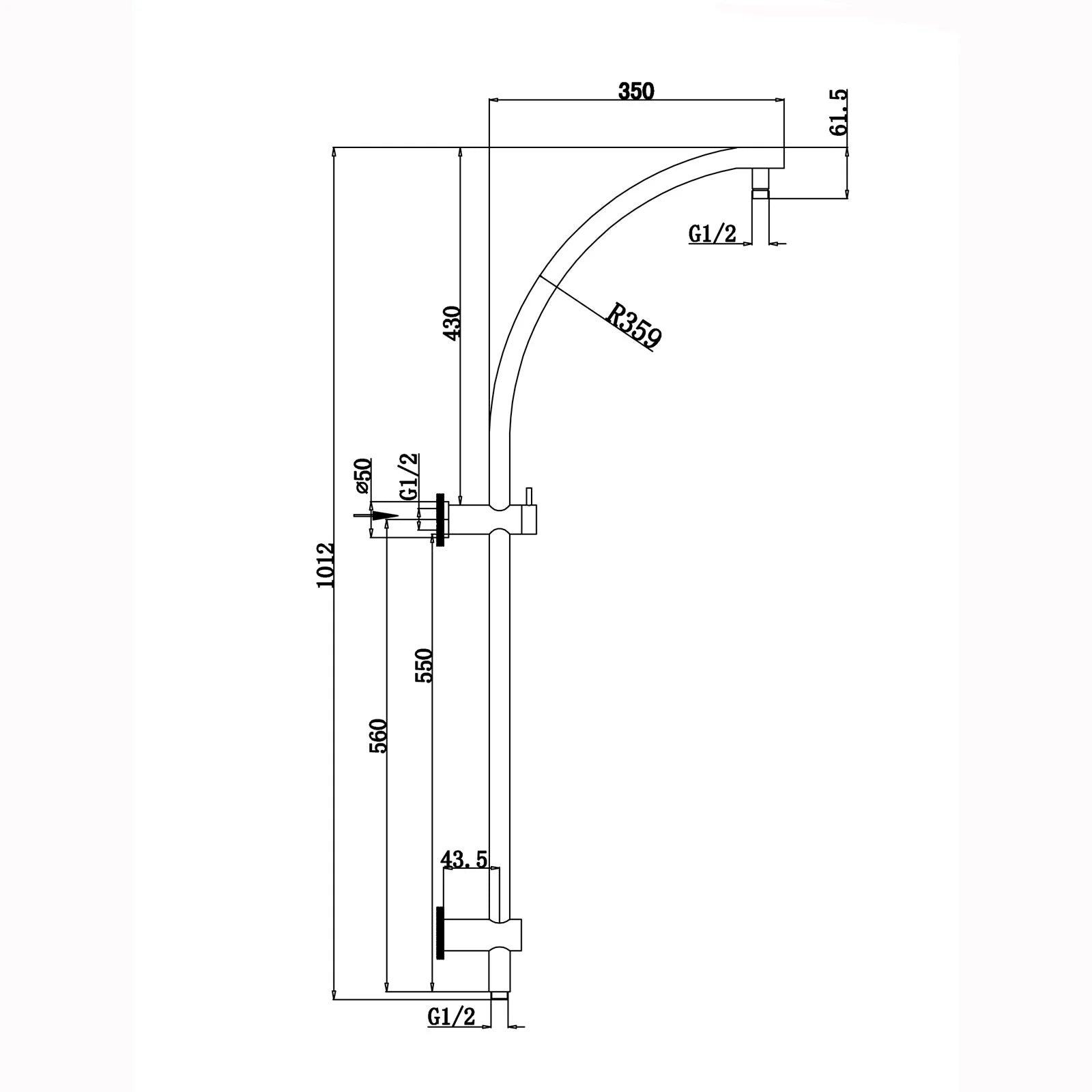 Chrome shower rail with flexible hose installed in Berwick Bathroom