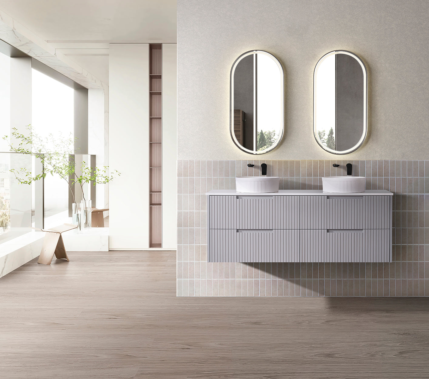 Modern bathroom with a floating vanity